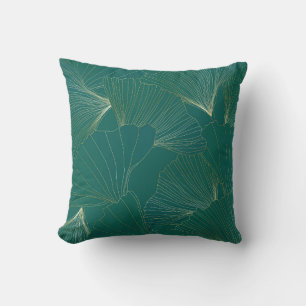 Golden Ginkgo Lövs Art Deco Kudde