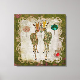 Golden Giraffes Olive Twilight Canvas