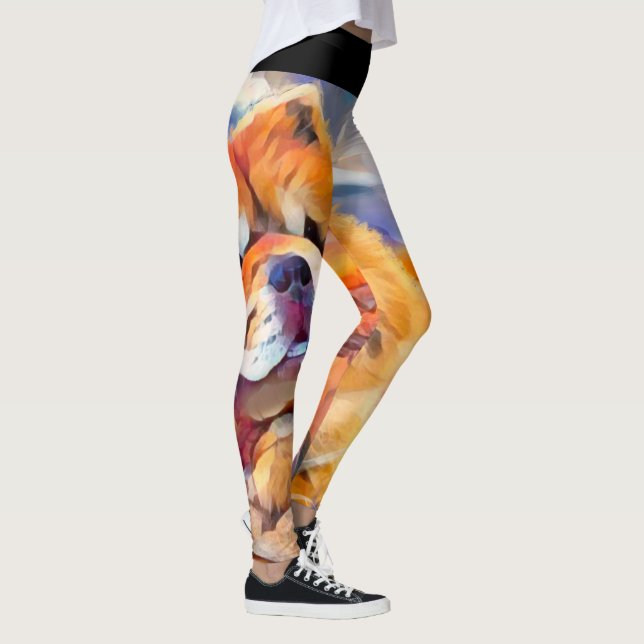 GOLDEN GIRL chow fullt mönster Leggings (Höger)