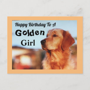 Golden Girl Grattis på födelsedagen Golden Retriev Vykort