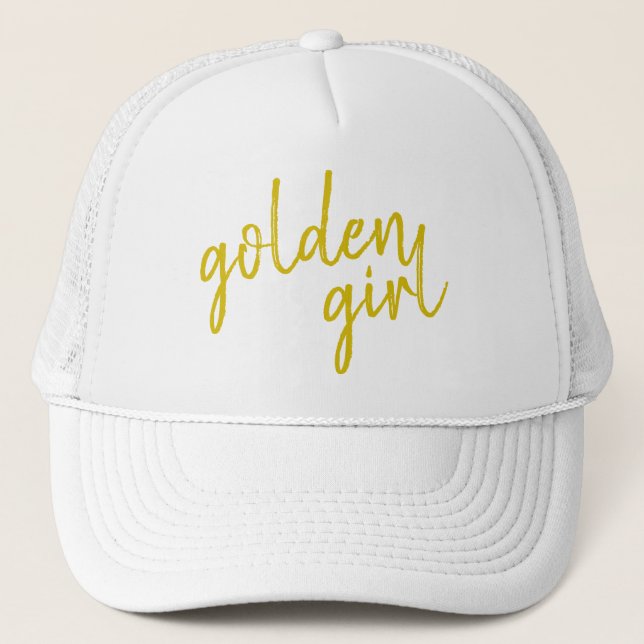Golden Girl | Modern Guld-skript Keps (Framsida)