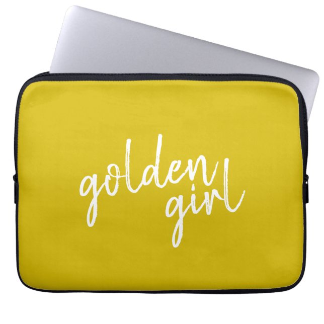 Golden Girl | Modern Guld-skript Laptop Fodral (Framsidan)