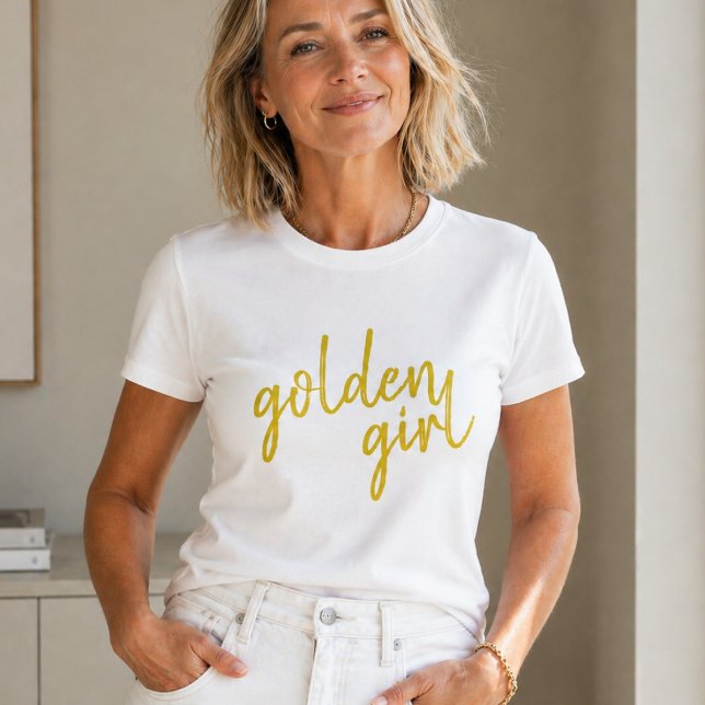 Golden Girl | Modern guldfont T Shirt (Skapare uppladdad)