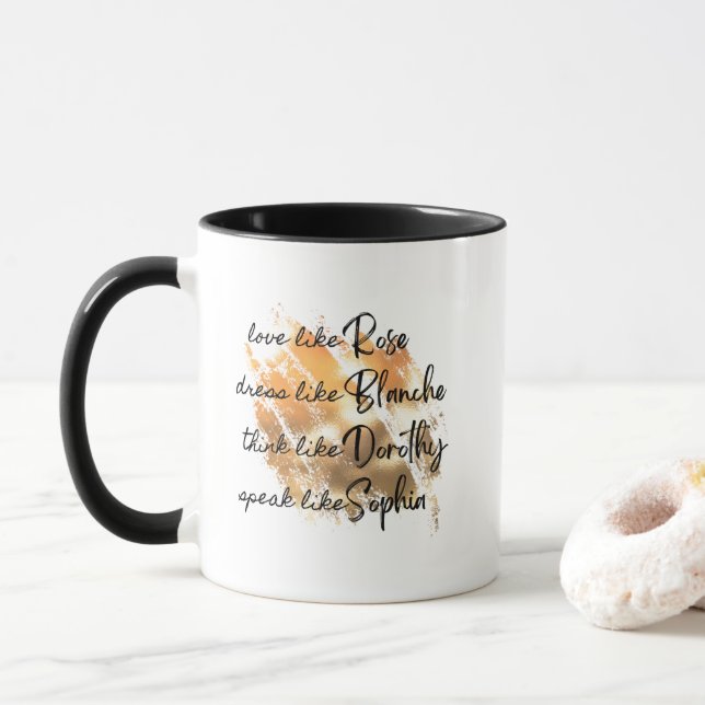 Golden Girls Black and White Typography Guld Mugg (Med munk)