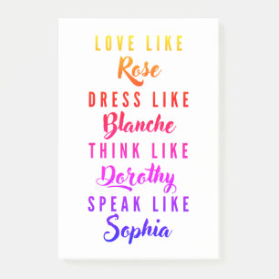 Golden Girls Typography Post-it Block