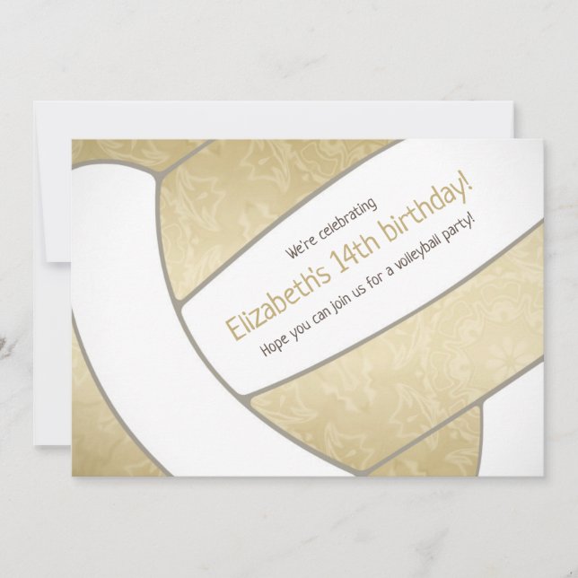 Golden girly volleyball sporttema party inbjudningar (Framsida)