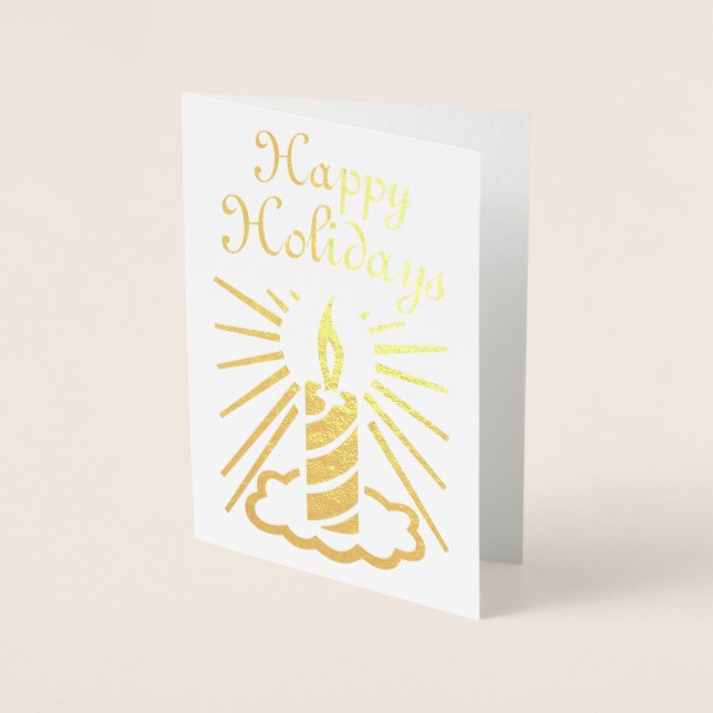 Golden Glad helg Candle Folierat Kort (Framsida)