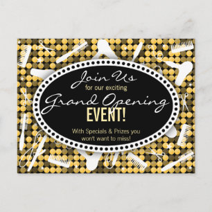 Golden Glam Anpassningsbar Hair Salon Event Postca Vykort