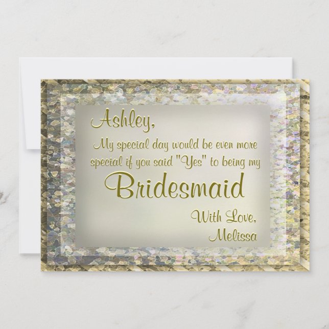 Golden Glam Bridesmaid Inbjudningar (Framsida)