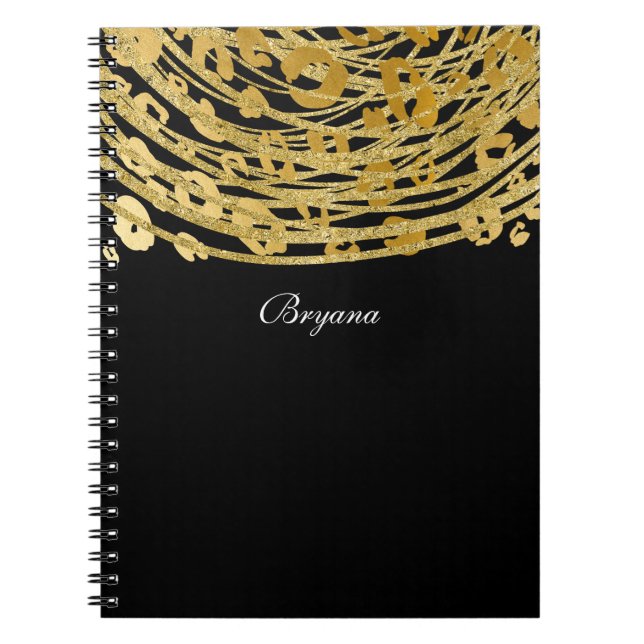 Golden Glam Cheetah Skriv ut Exotic Animal Print Anteckningsbok Med Spiral (Framsidan)