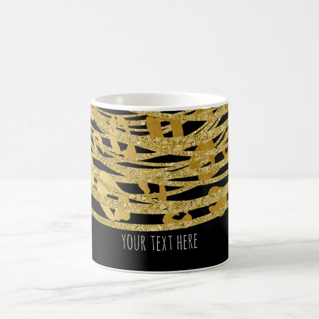 Golden Glam Cheetah Skriv ut Exotic Animal Print Kaffemugg (Center)