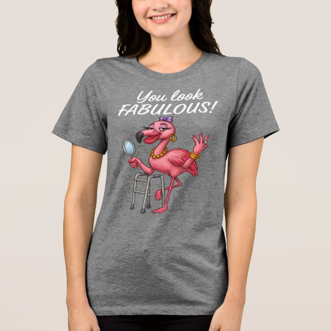 Golden Glam Flamingo T Shirt (Framsida)