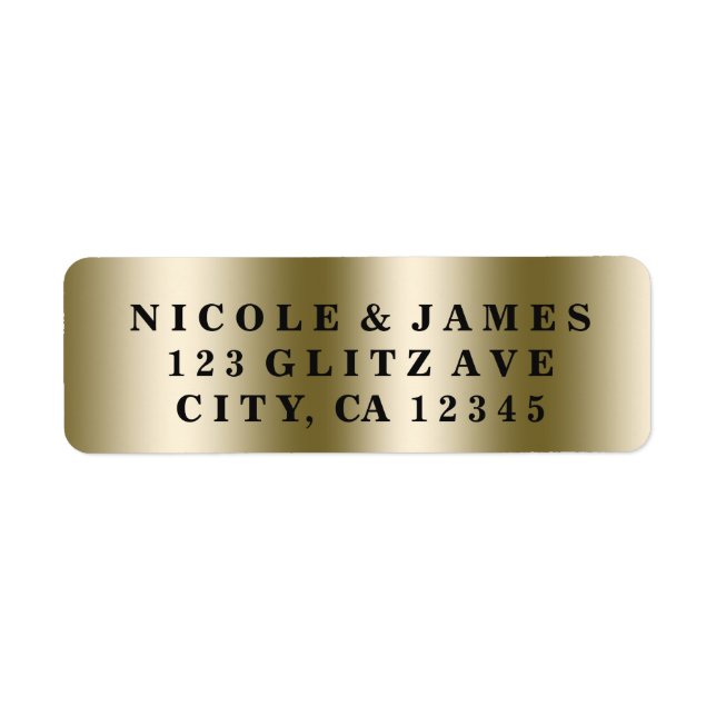 Golden Glam Guld Elegant Glamor Chic Label Returadress Etikett (Framsidan)