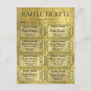 Golden Glam Raffle Biljett Vykort