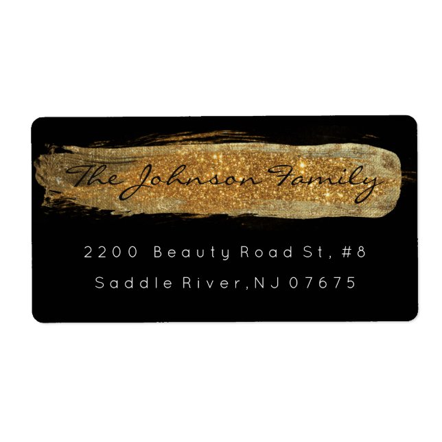 Golden Glam Sparkly Glitter Black Push Stroke Fraktsedel (Framsidan)