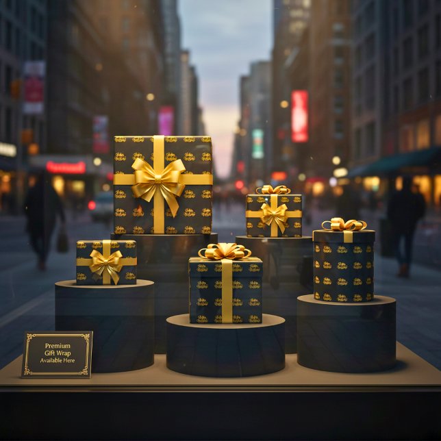 Golden Glamor Birthday Wrap Presentpapper (Golden Glamour Birthday Wrap)