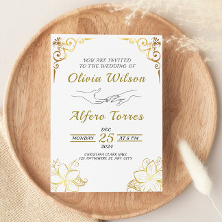 Golden Glamor Luxury Wedding bjudande Inbjudningar