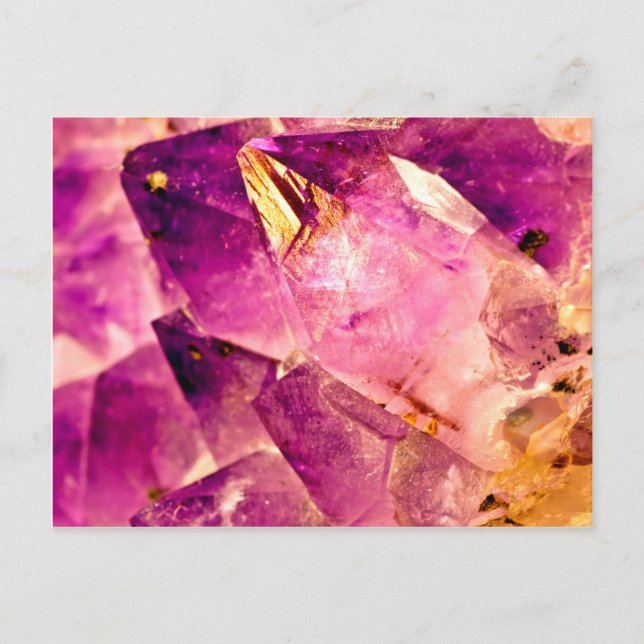 Golden Gleaming Amethyst Crystal Vykort (Framsida)