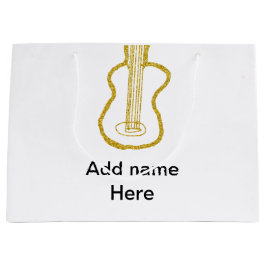 Golden glitter acoustic guitar add name doodle 