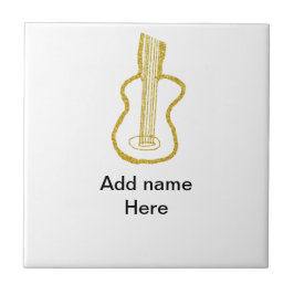 Golden glitter acoustic guitar add name doodle  kakelplatta
