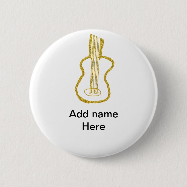 Golden glitter acoustic guitar add name doodle  knapp (Framsida)