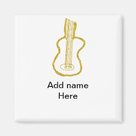 Golden glitter acoustic guitar add name doodle  magnet