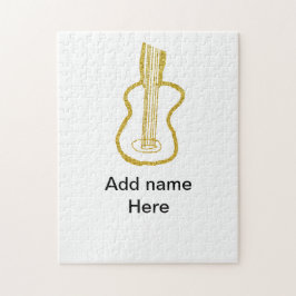Golden glitter acoustic guitar add name doodle  pussel