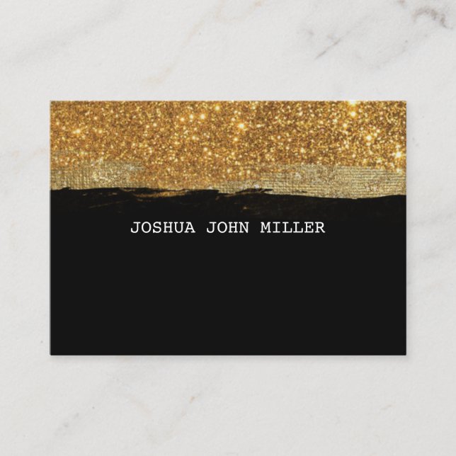 Golden Glitter Black Grungy Confetti Vip Visitkort (Framsida)