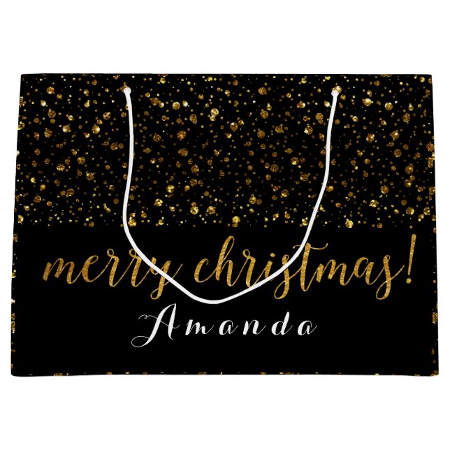 Golden Glitter Black White God jul Confett (Framsidan)