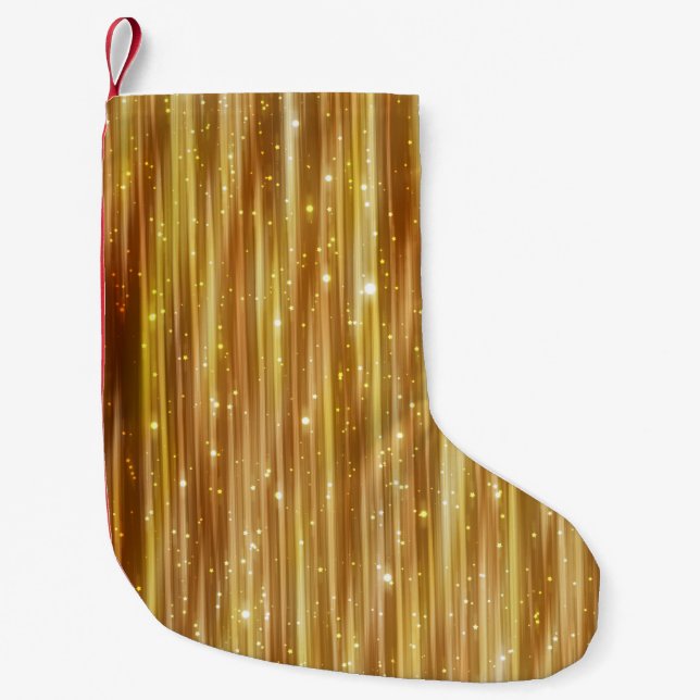 Golden Glitter: Bright Abstrakt Background. Liten Julstrumpa (Framsidan)