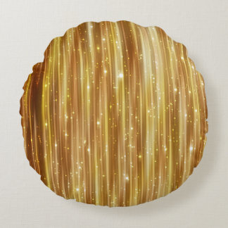 Golden Glitter: Bright Abstrakt Background. Rund Kudde