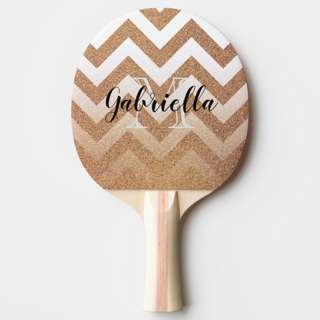 Golden Glitter Chevrons Pingisracket (Framsidan)