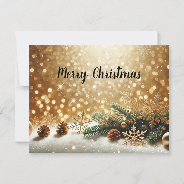 Golden Glitter Christmas Background with Copy Spac Julkort (Framsida)
