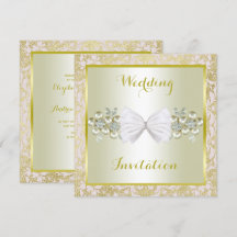 Golden Glitter, Diamond Blommigt Gems & Bow Bröllo