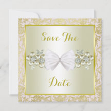 Golden Glitter, Diamond Blommigt Gems & Bow Bröllo