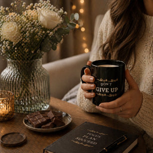 Golden Glitter Ge Inte Upp-Mugg - Motiverande Gi Mugg
