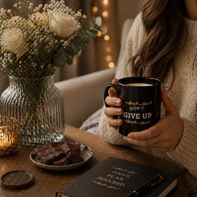 Golden Glitter Ge Inte Upp-Mugg - Motiverande Gi Mugg (Skapare uppladdad)