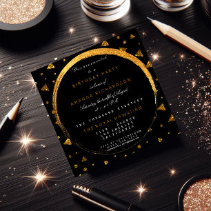 Golden Glitter Geometric Vip Födelsedagsfest Inbjudningar