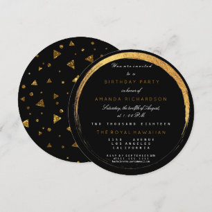 Golden Glitter Geometric Vip Party Event Luxury Inbjudningar