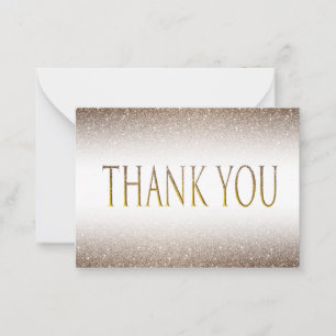 Golden Glitter Glam med fet center Tack Anteckningskort