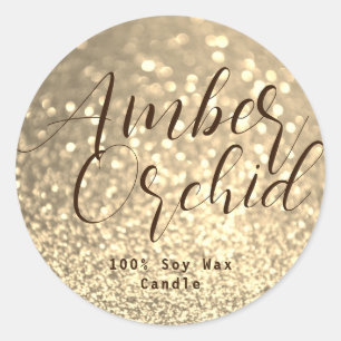 Golden Glitter Gnistra Crystal Bokeh Candle-etiket Runt Klistermärke