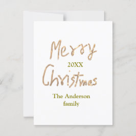 Golden glitter god jul lägger till familj namn år vykort