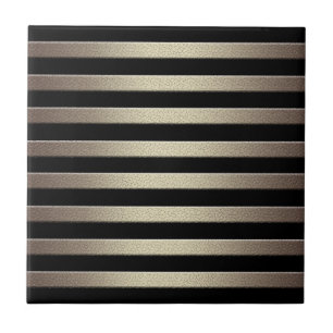 Golden glitter-gradient, stripe, rand blac kakelplatta