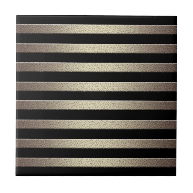 Golden glitter-gradient, stripe, rand blac kakelplatta (Framsidan)