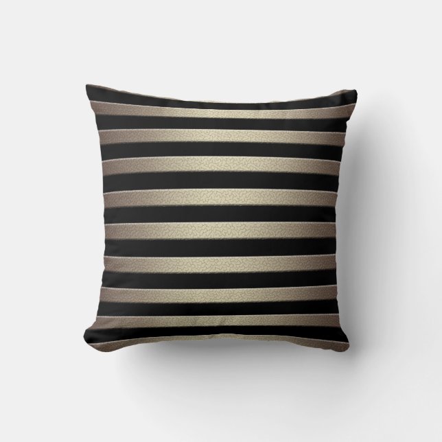 Golden glitter-gradient, stripe, rand blac kudde (Framsida)