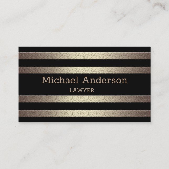 Golden glitter-gradient, stripe, rand blac visitkort (Framsida)