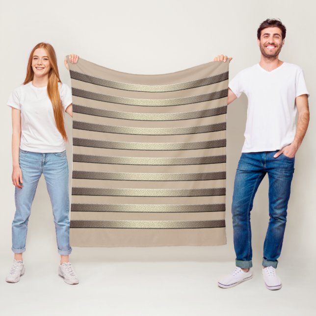 Golden glitter-gradient, stripe, rand bron fleecefilt (På plats)