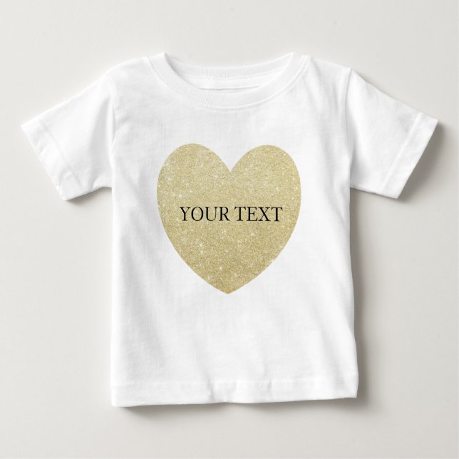 Golden Glitter hjärta Personalize Tee (Framsida)