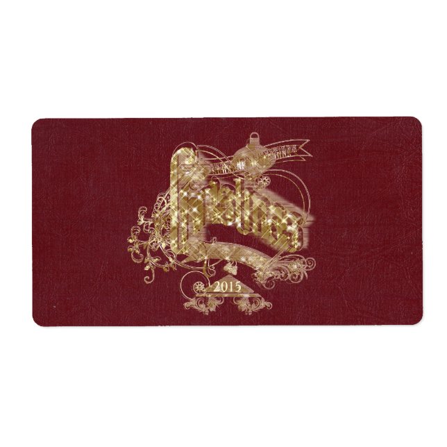 Golden Glitter jul - etikett Fraktsedel (Framsidan)