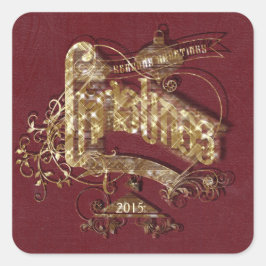 Golden Glitter jul - Sticker Fyrkantigt Klistermärke